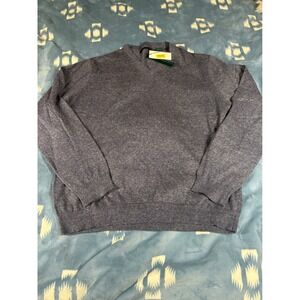 Perry Ellis Mens Blue Cotton Linen Blend V-Neck Sweater NWT Large